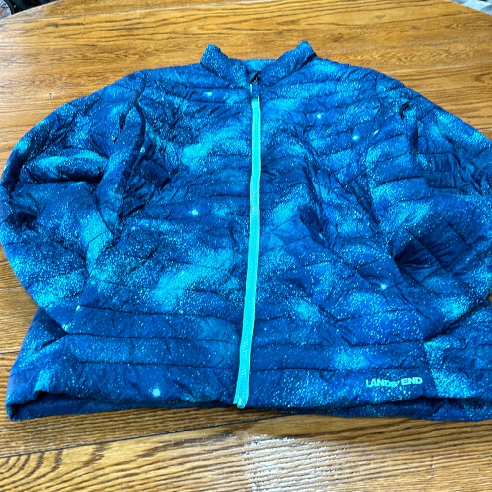 Lands’ End Primaloft girls jacket. Peacock Galaxy. Size XXL (18H-20H).